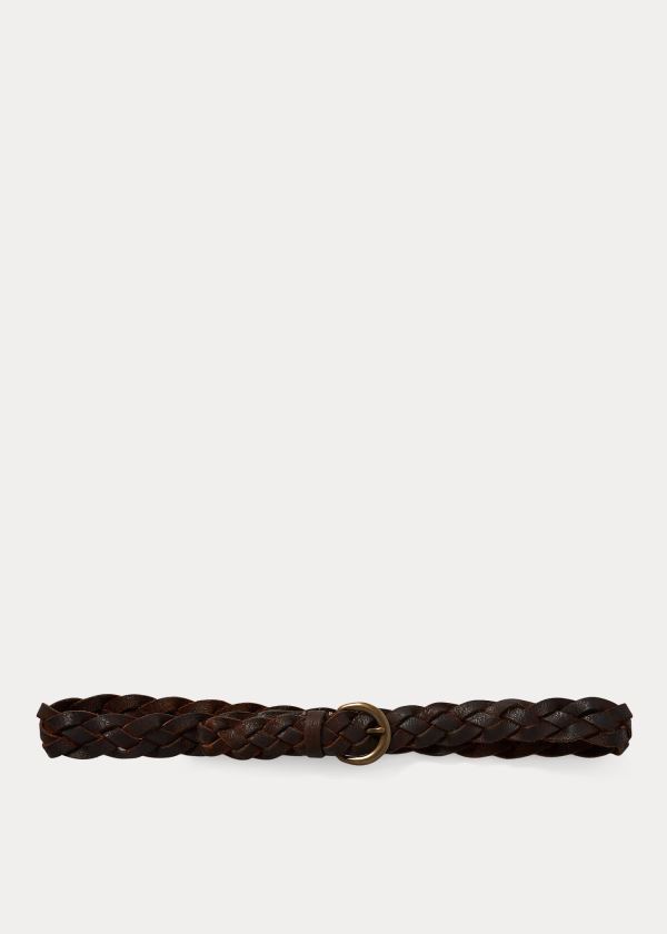 Cinturones Ralph Lauren Hombre Marrom - Hand-Braided Leather - YHZVW3592